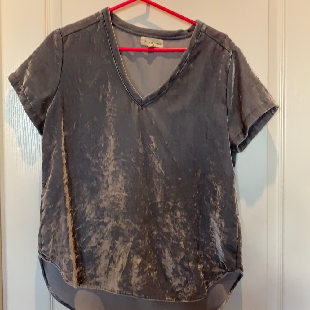 Cloth and stone grey velvet top